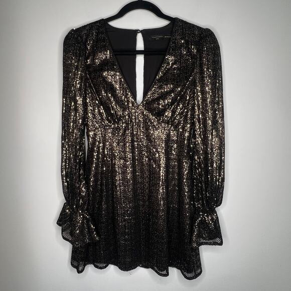 House of Harlow 1960 x Revolve Black Gold Sequin Mini Dress XS - Picture 3 of 7
